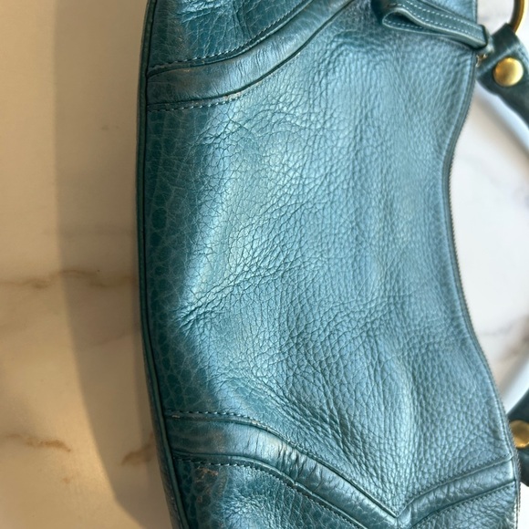 Kenneth Cole Blue leather gold ring shoulder bag vintage - Picture 3 of 5